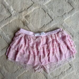 Pink Lace Ruffle Shorts